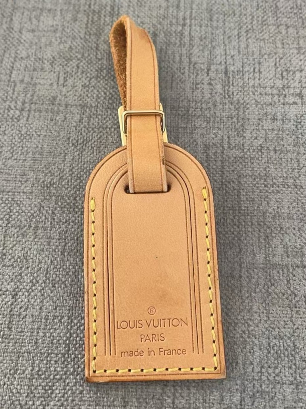 Vintage Louis Vuitton Classic Brown Leather Luggage Tag Bag Charm Keyring A03